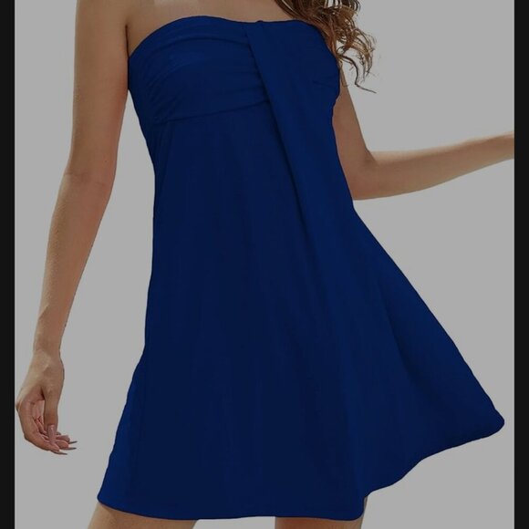 💎2/$18💎 NWT AS ROSE RICH Royal Blue Strapless Dress for Women - Picture 1 of 4
